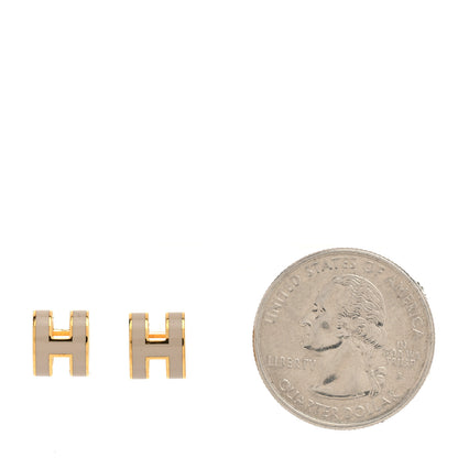 Hermes Gold Lacquered Mini Pop H Earrings Marron Glace 2 of 6