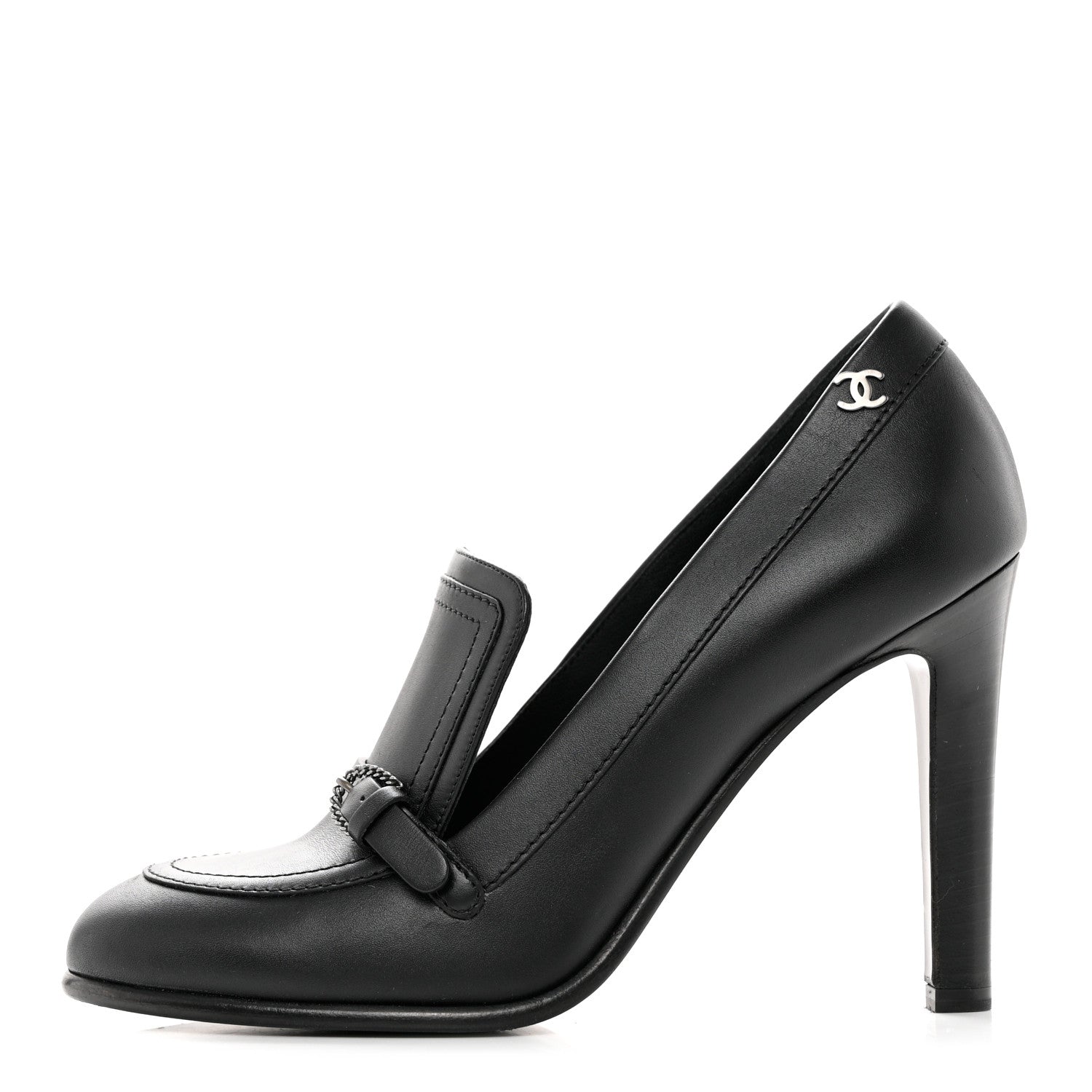 Chanel Calfskin Buckle Pumps 37 Black 1 of 9