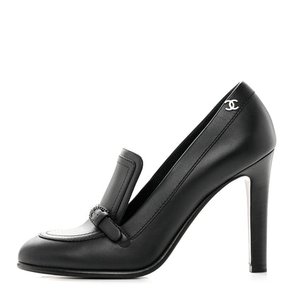 Chanel Calfskin Buckle Pumps 37 Black 1 of 9