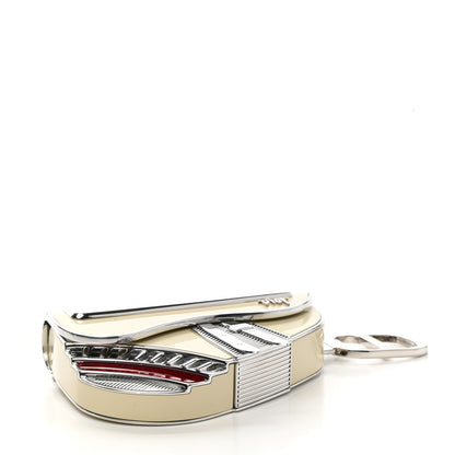 Christian Dior X SHAWN STUSSY Enamel Saddle Charm Key Ring Beige White 4 of 7