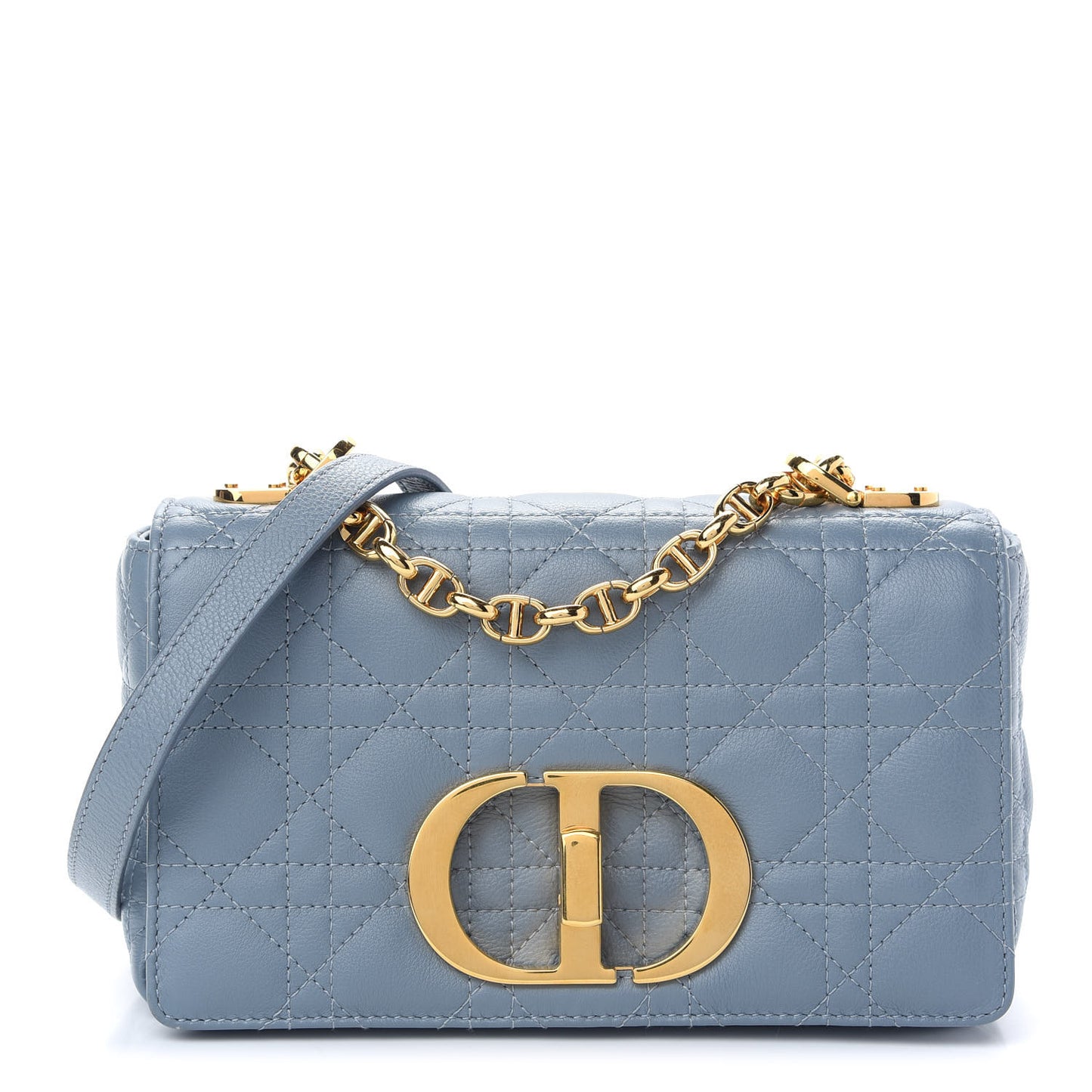 Calfskin Cannage Small Caro Bag Cloud Blue