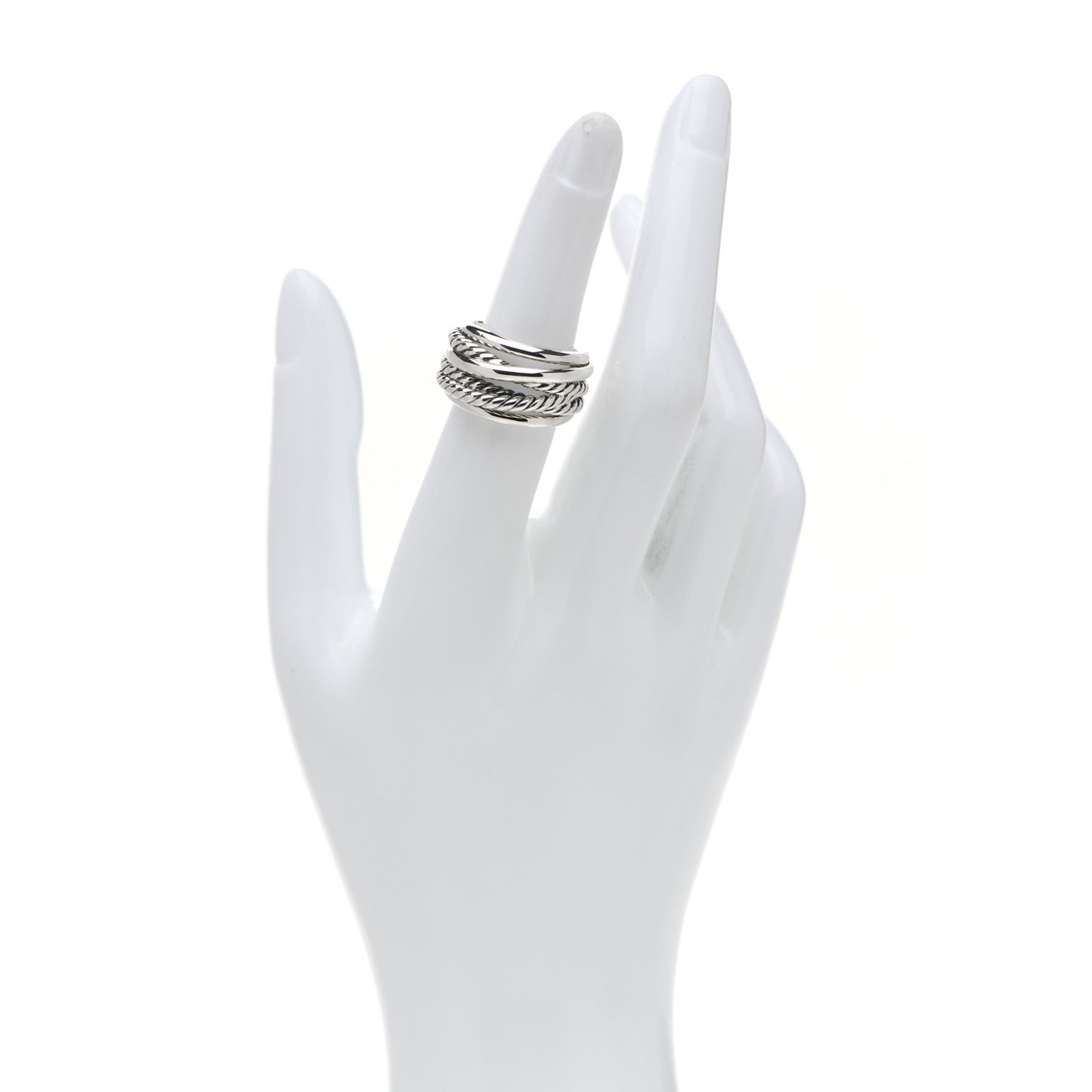 Sterling Silver 18mm Wide Crossover Cable Ring 53 6.5