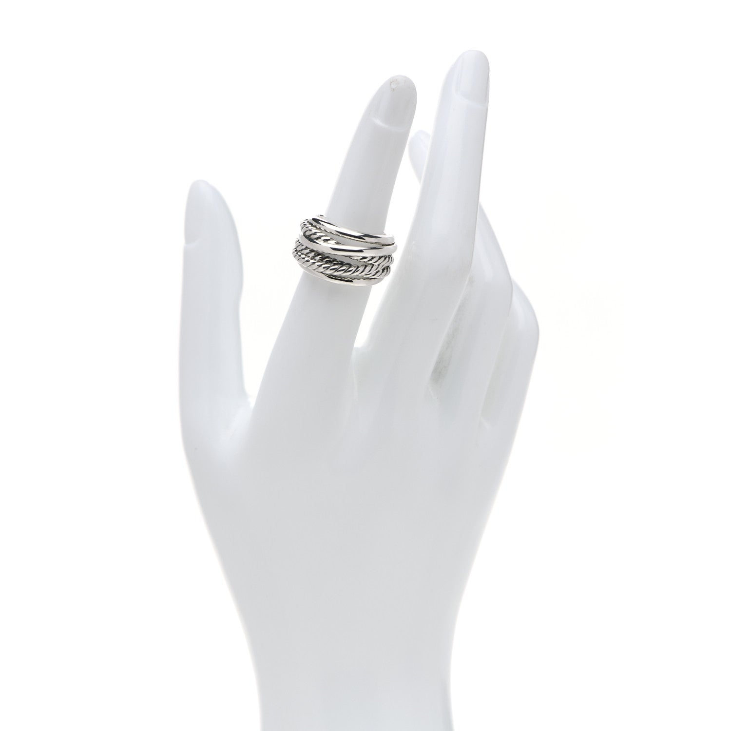 David Yurman Sterling Silver 18mm Wide Crossover Cable Ring 53 6.5 2 of 4