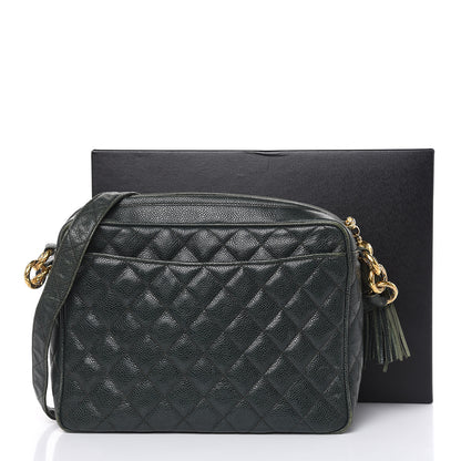 Chanel Caviar Quilted Tassel Camera Bag Dark Green 14 of 18