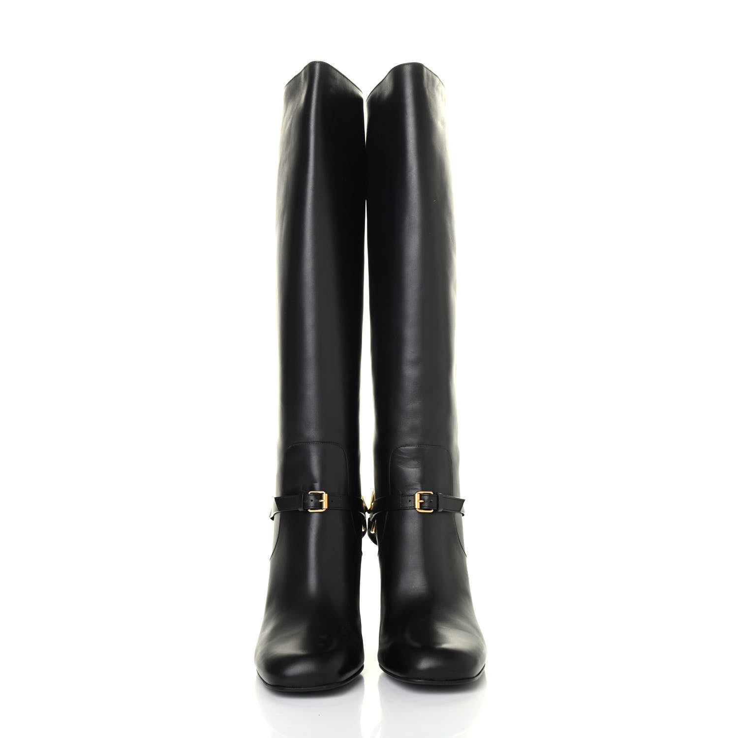 Gucci Calfskin Tess Horsebit Tall Boots 39.5 Black 2 of 4