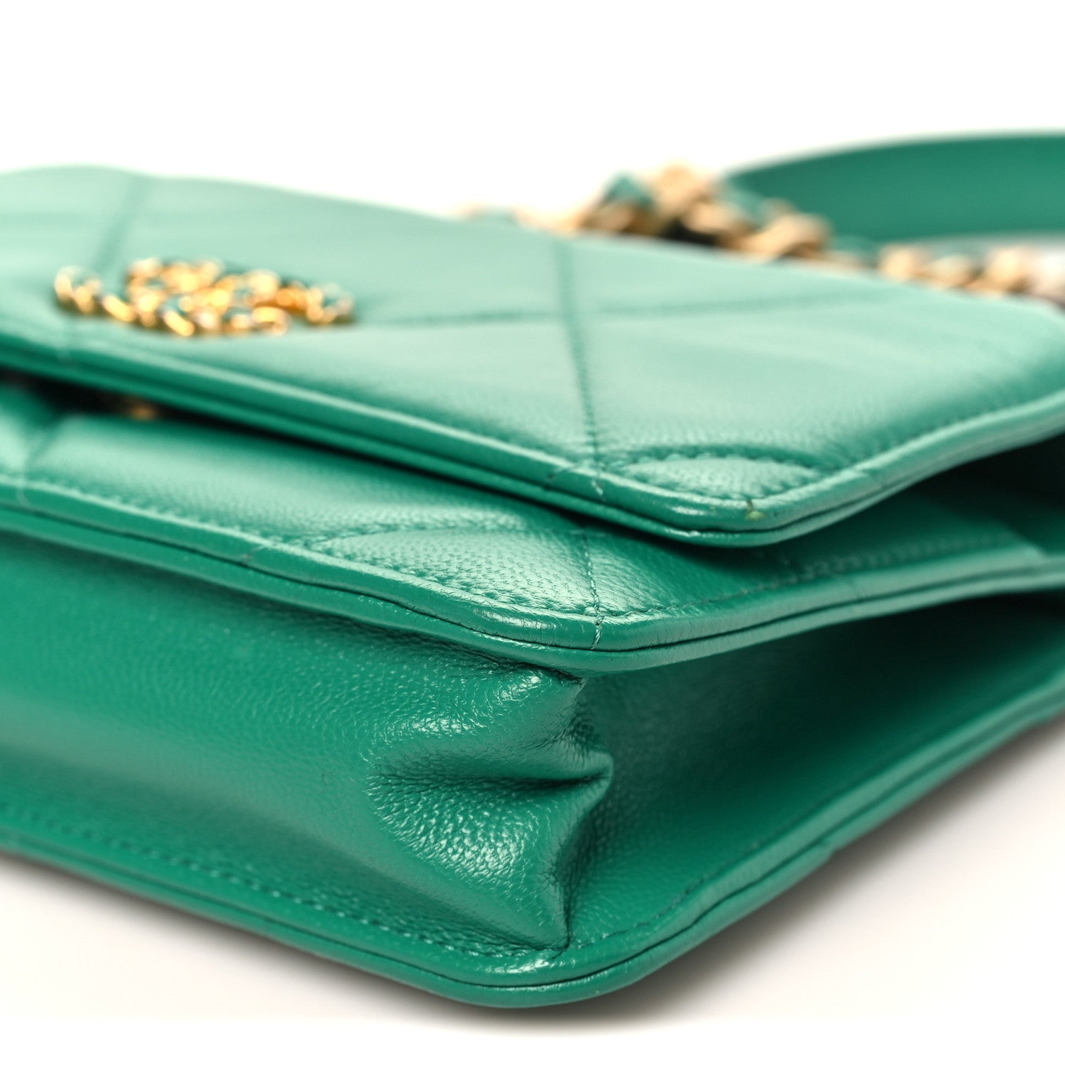 Chanel Lambskin Quilted Chanel 19 Wallet On Chain WOC Green 11 of 12