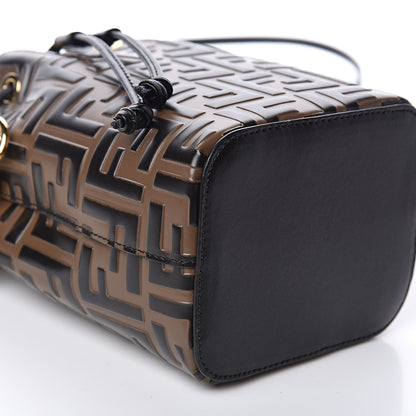 Fendi Vitello Liberty F is Fendi Bi-Color FF 1974 Embossed Mini Mon Tresor Bucket Bag Maya Black 8 of 9