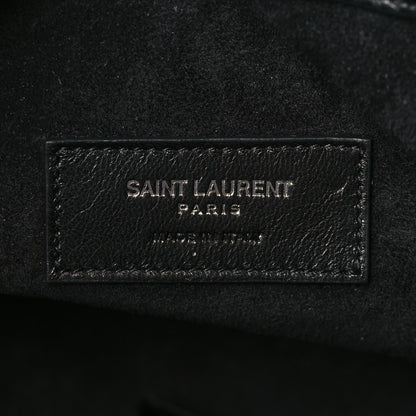 Saint Laurent Woven Wool Embroidered Baby Emmanuelle Bucket Bag Black 5 of 9