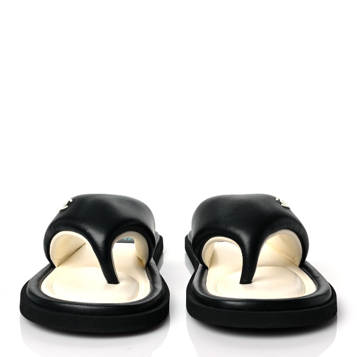Lambskin Padded Pool Thong Sandals 40 Black
