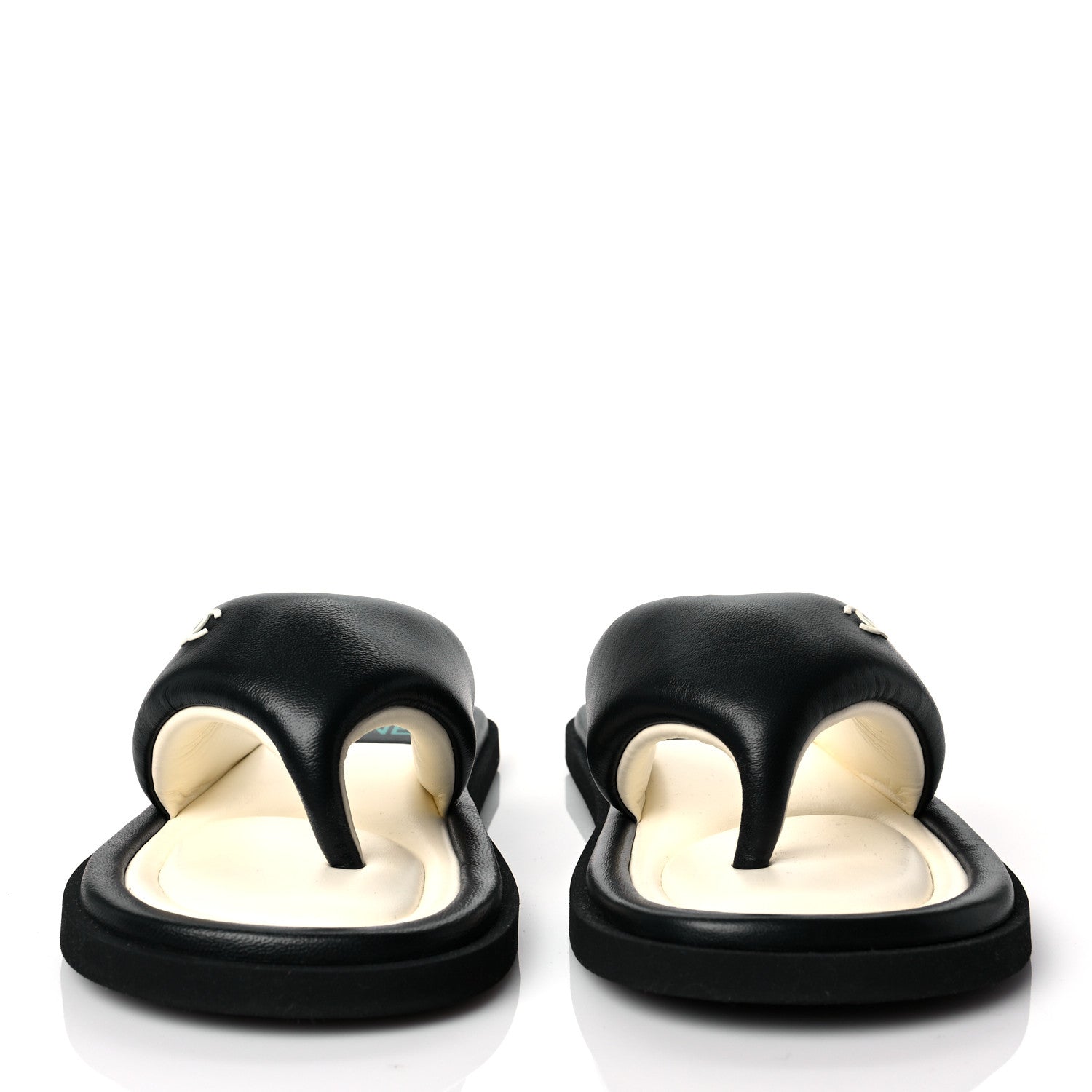 Chanel Lambskin Padded Pool Thong Sandals 40 Black 2 of 9
