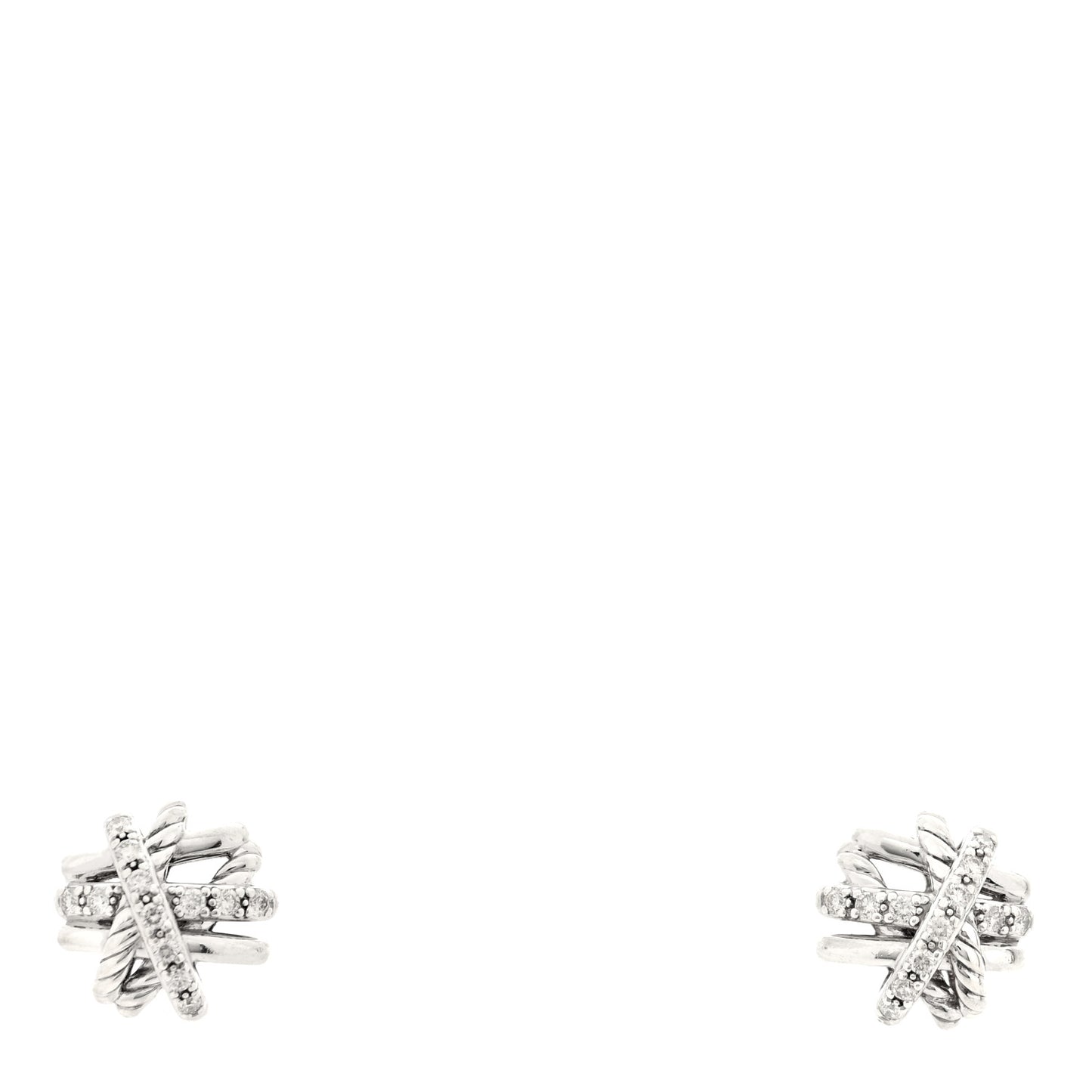 Sterling Silver Diamond 11mm Crossover Earrings
