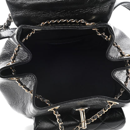 Chanel Glazed Aged Calfskin Quilted Small Duma Drawstring Backpack Black 4 of 10