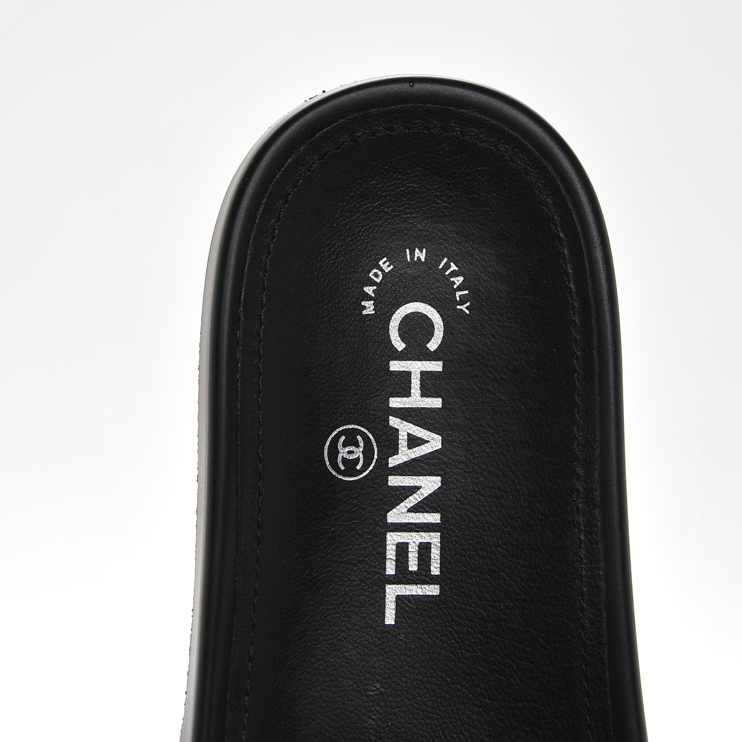 Chanel Tweed Lambskin Chain Flat Sandals 37 Black Multicolor 5 of 6