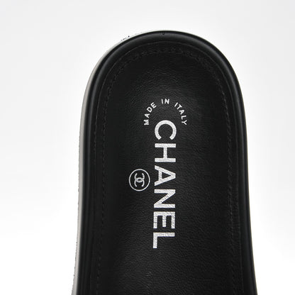 Chanel Tweed Lambskin Chain Flat Sandals 37 Black Multicolor 5 of 6