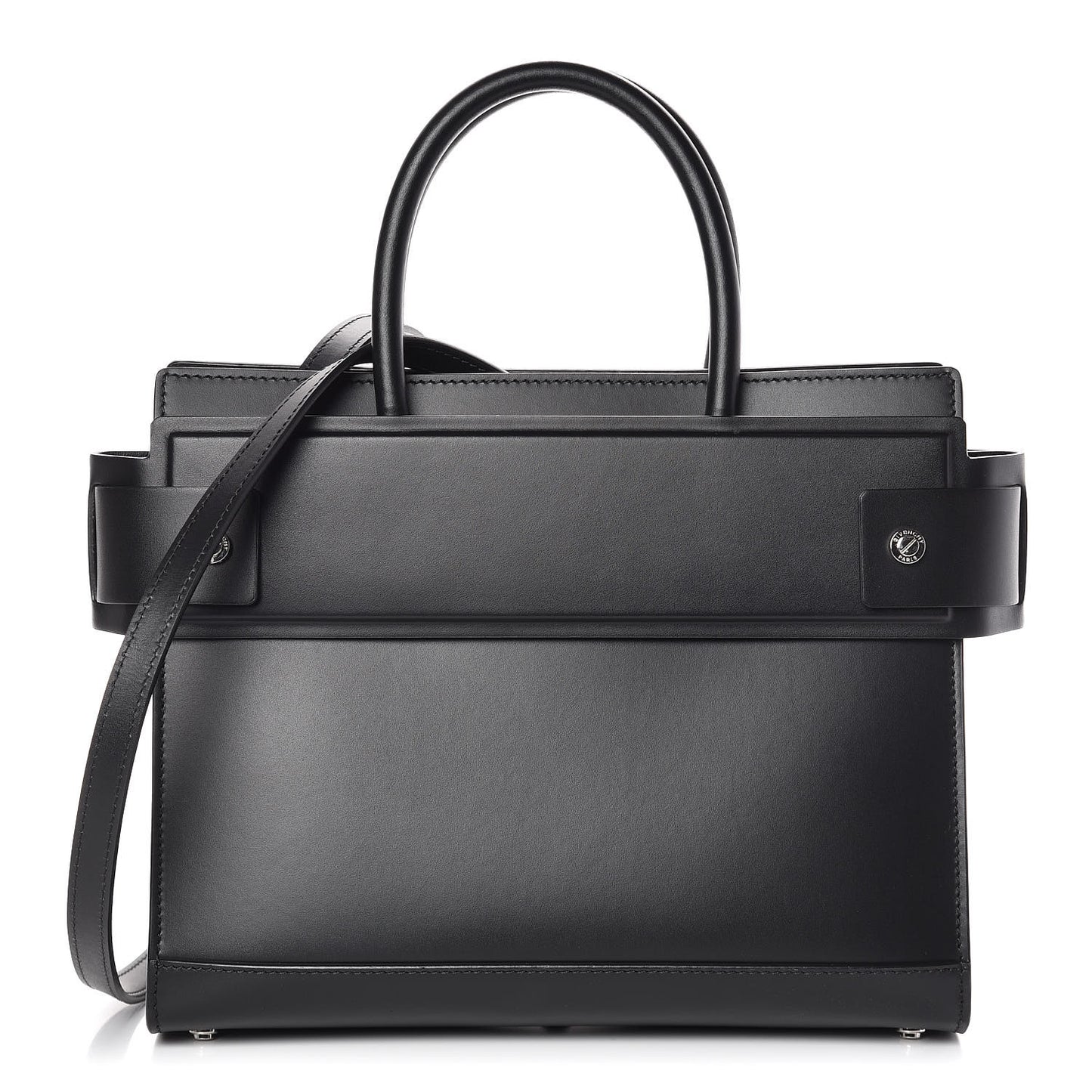 Smooth Calfskin Small Horizon Satchel Black