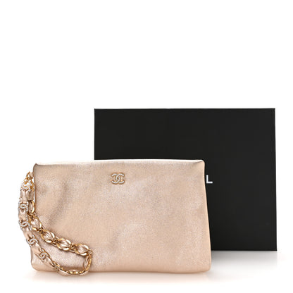 Chanel Metallic Calfskin Crystal CC Wristlet Clutch Gold 8 of 8