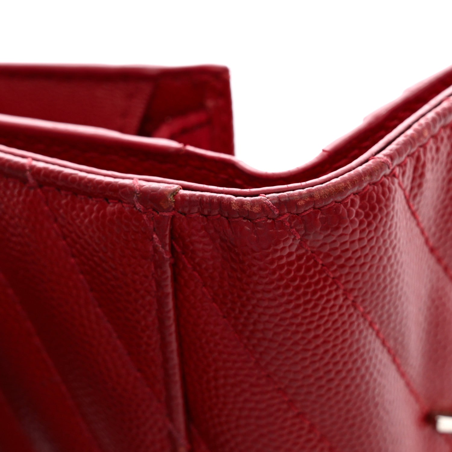 Saint Laurent Grain De Poudre Matelasse Chevron Monogram Flap Card Case Red 8 of 11