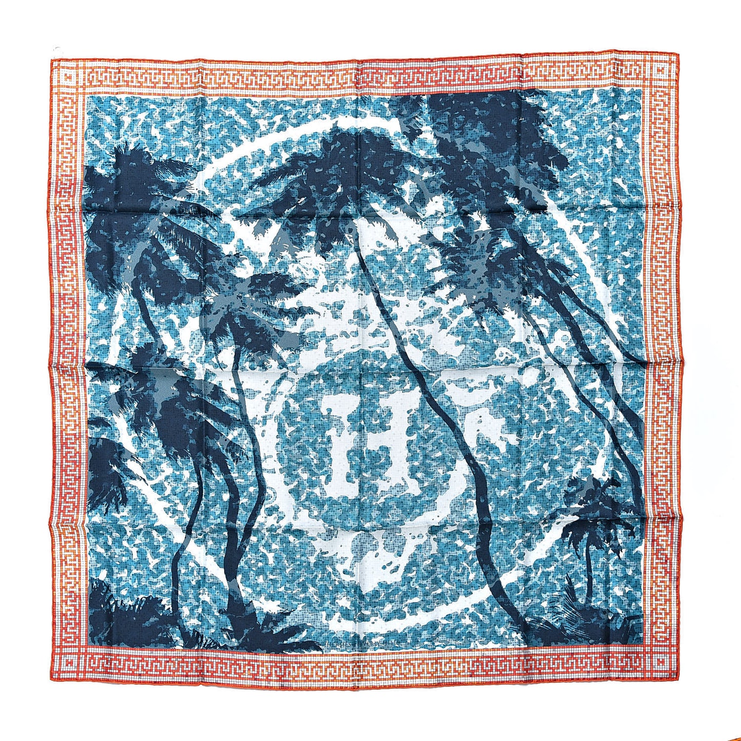 Silk A Beverly Hills Scarf 90 Orange Bleu Blanc