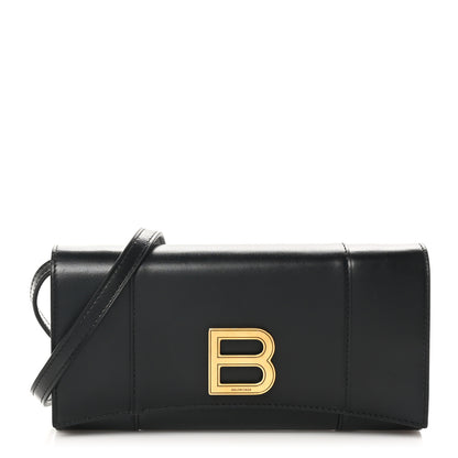 Balenciaga Smooth Calfskin Hourglass Continental Wallet On Strap Black 1 of 9