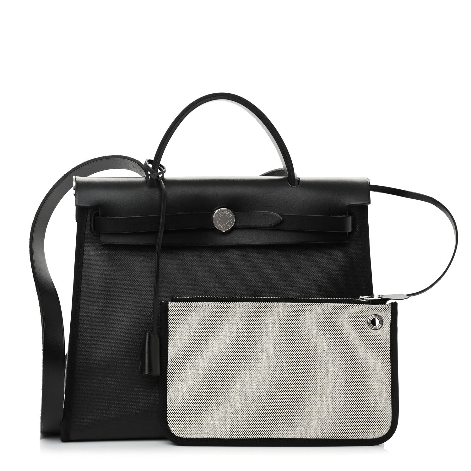 Hermes Toile H Berline Vache Hunter Herbag Zip PM 31 Black Ecru 1 of 13