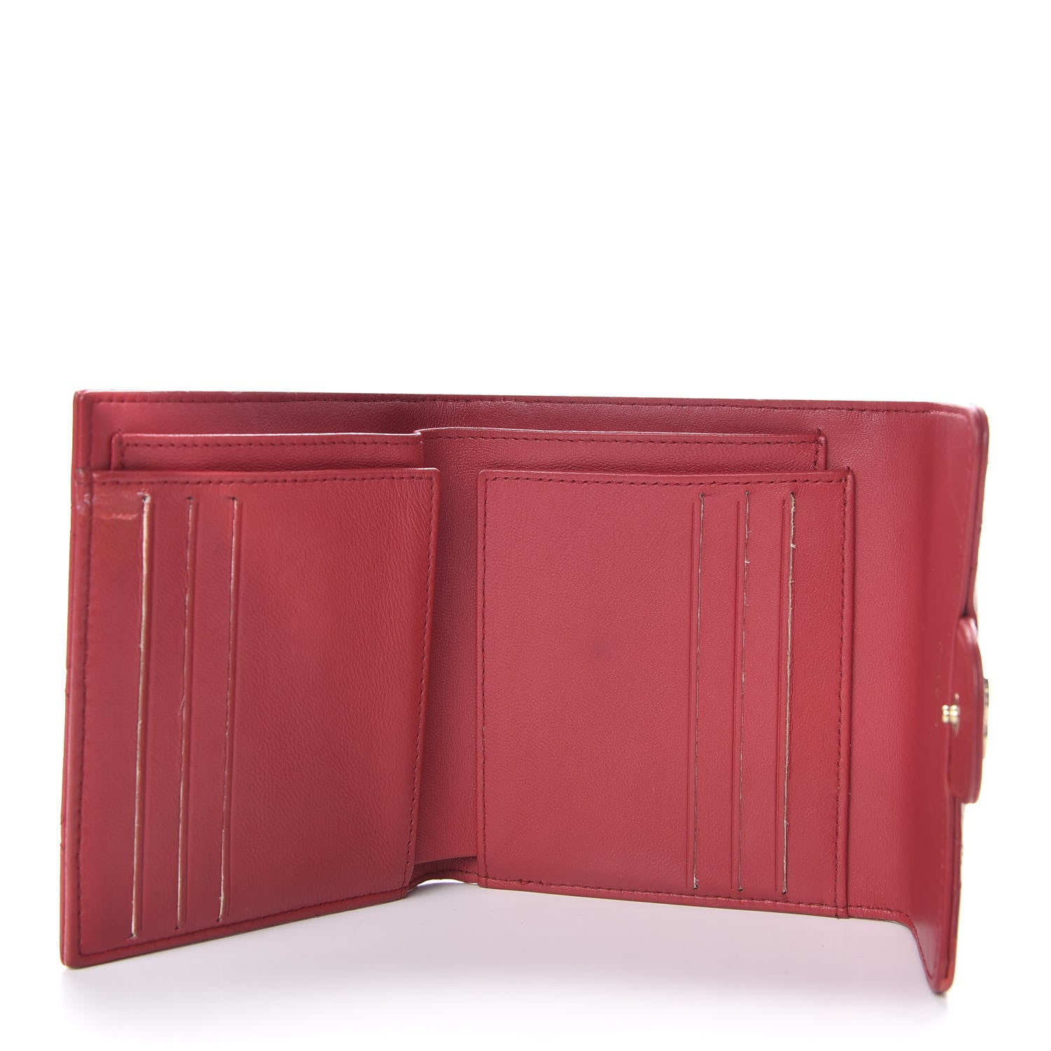 Chanel Lambskin Quilted Small Compact Wallet Red 5 of 8