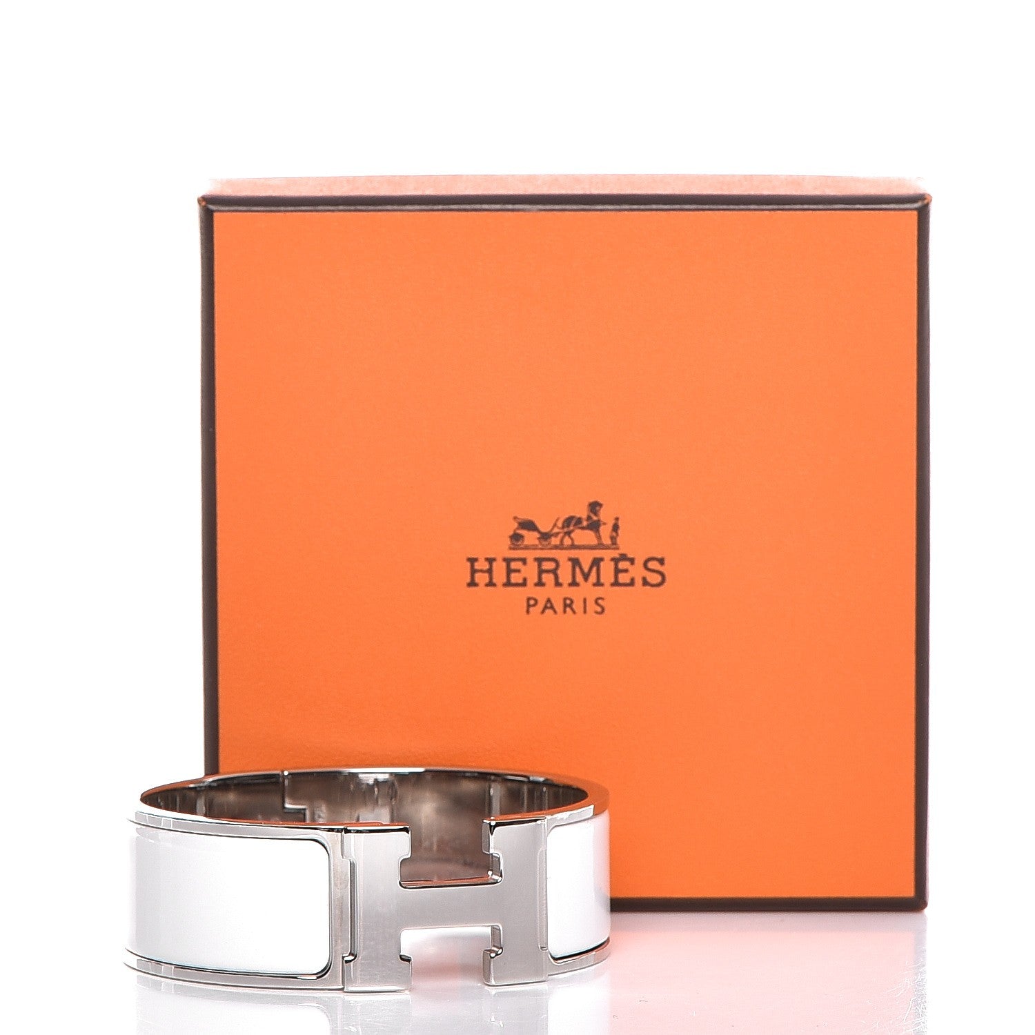 Hermes Enamel Wide Clic Clac H Bracelet PM White 6 of 6