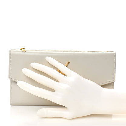 Saint Laurent Smooth Shiny Calfskin Monogram Uptown Wallet Crema Soft 2 of 13