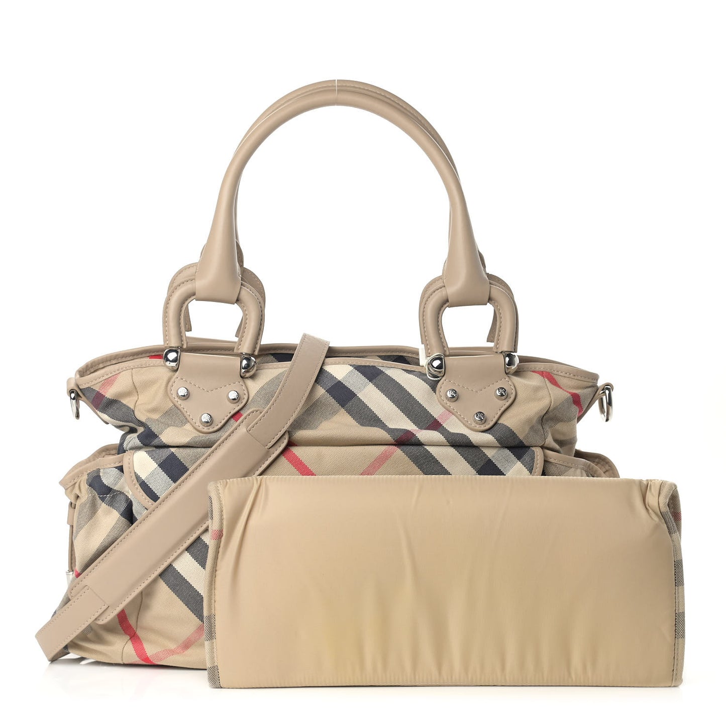 Nova Check Tote Diaper Bag Beige