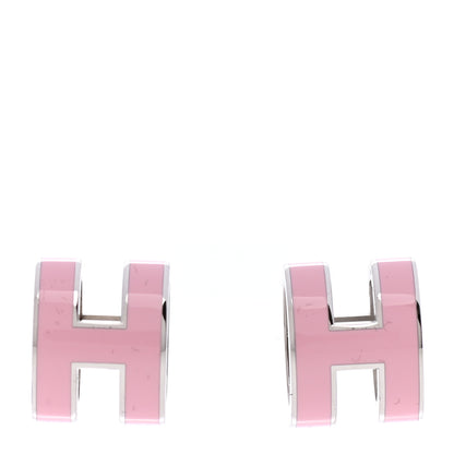 Hermes Palladium Lacquered Pop H Earrings Rose Dragee 1 of 5