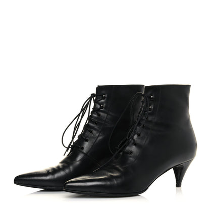 Saint Laurent Calfskin Cat 50 Laced Boots 39 Black 3 of 11