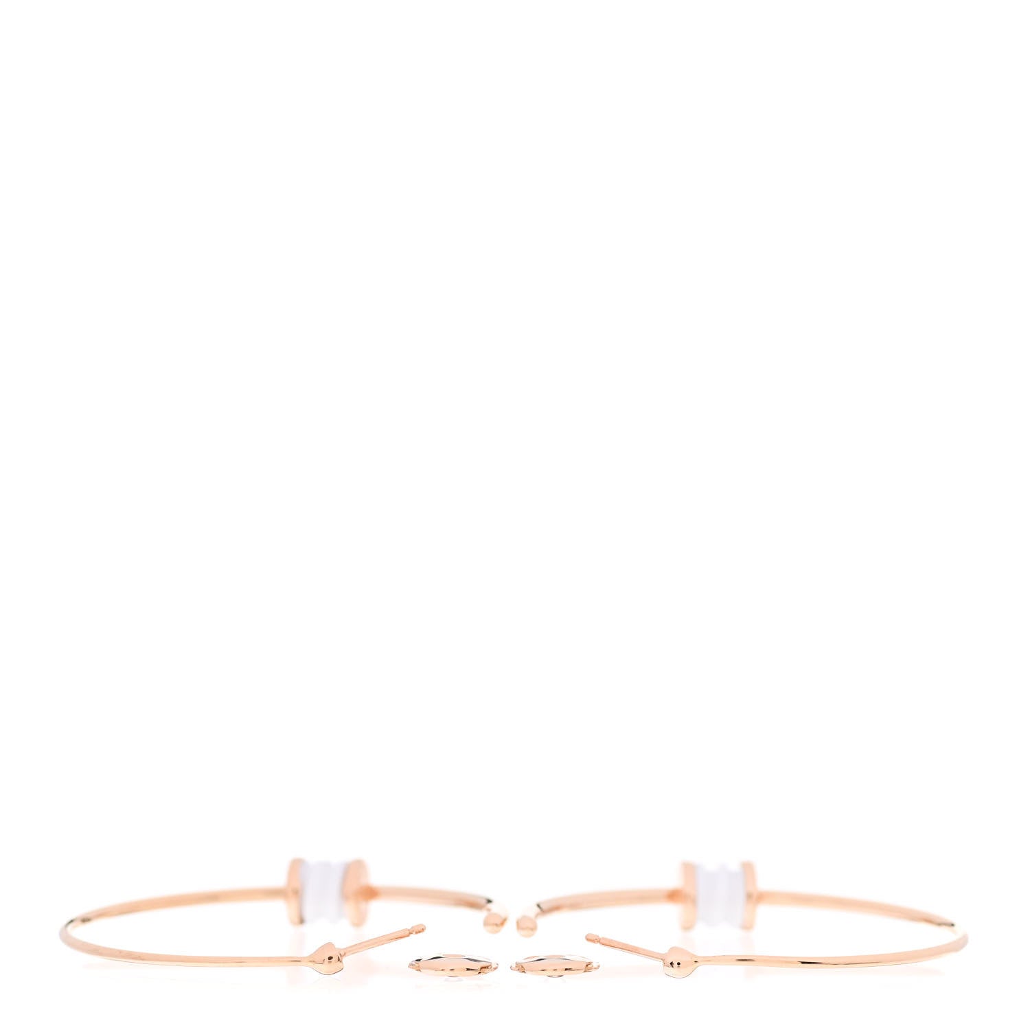 Bulgari 18K Rose Gold White Ceramic Large B.Zero1 Hoop Earrings 3 of 6
