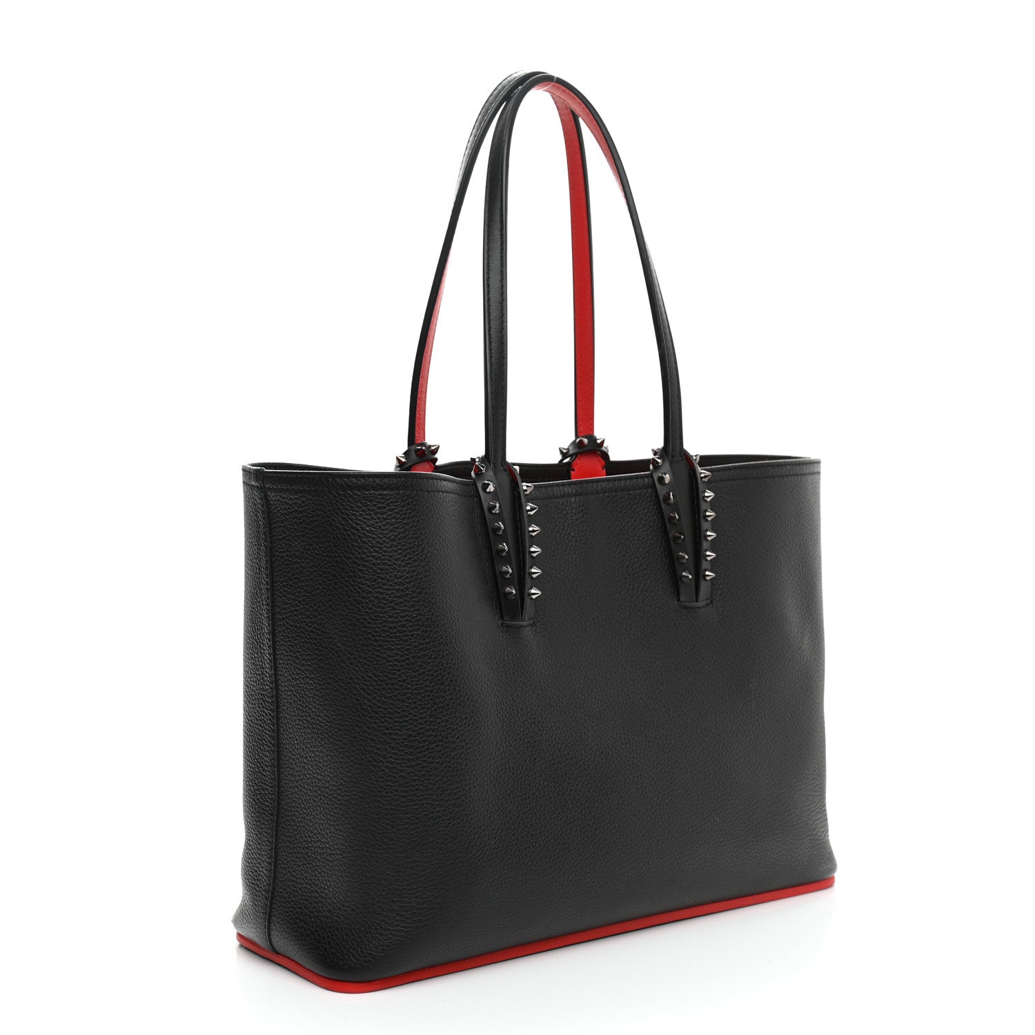 Christian Louboutin Calfskin Spikes Small East West Cabata Tote Black 4 of 12