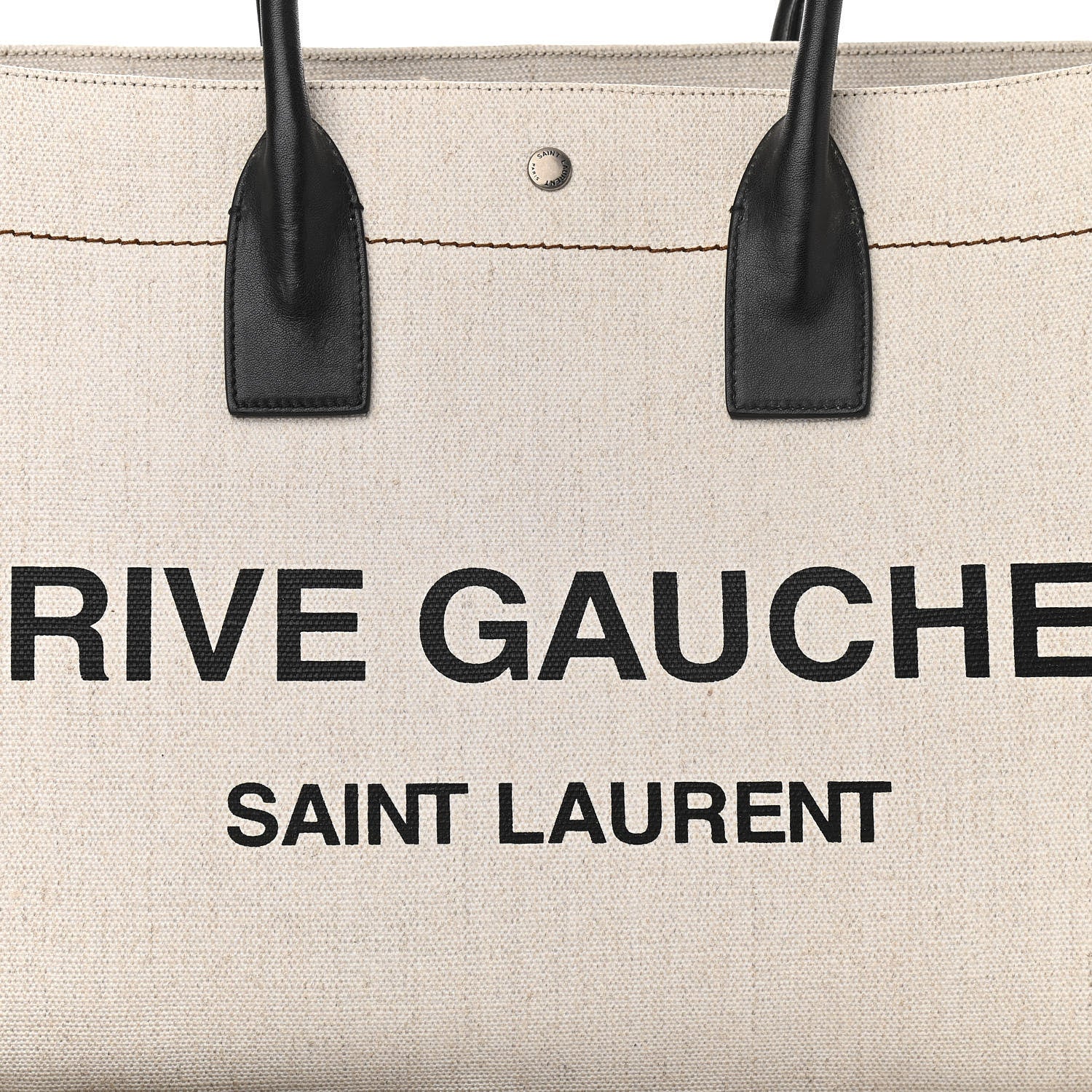 Saint Laurent Linen Calfskin Rive Gauche Tote Optic White 7 of 11