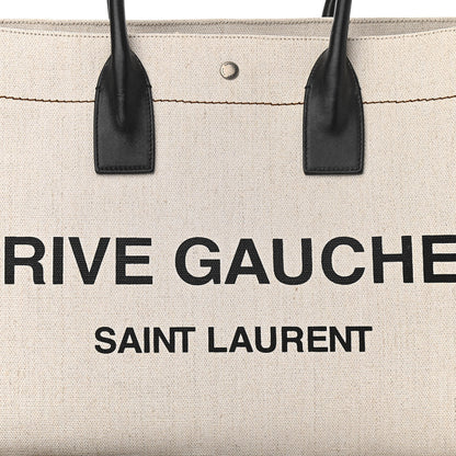 Saint Laurent Linen Calfskin Rive Gauche Tote Optic White 7 of 11