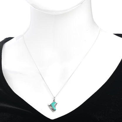 Tiffany Sterling Silver Enamel Ice Skate Charm Necklace Blue 2 of 4