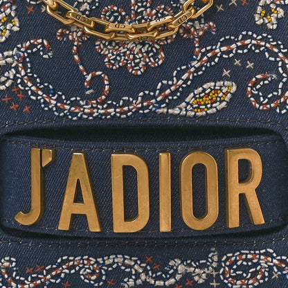 Christian Dior CHRISTIAN DIOR Denim Bead Embroidered J'Adior Chain Flap Bag Blue Multicolor 6 of 8