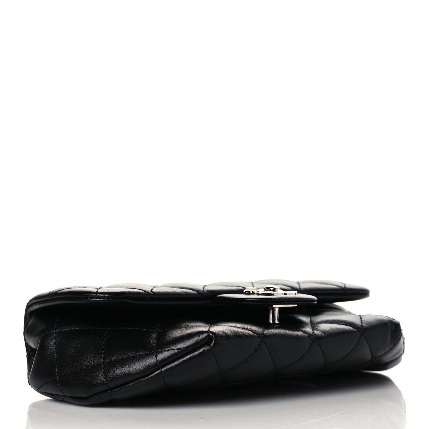 Calfskin Quilted CC Uniform Flap Belt Bag Black