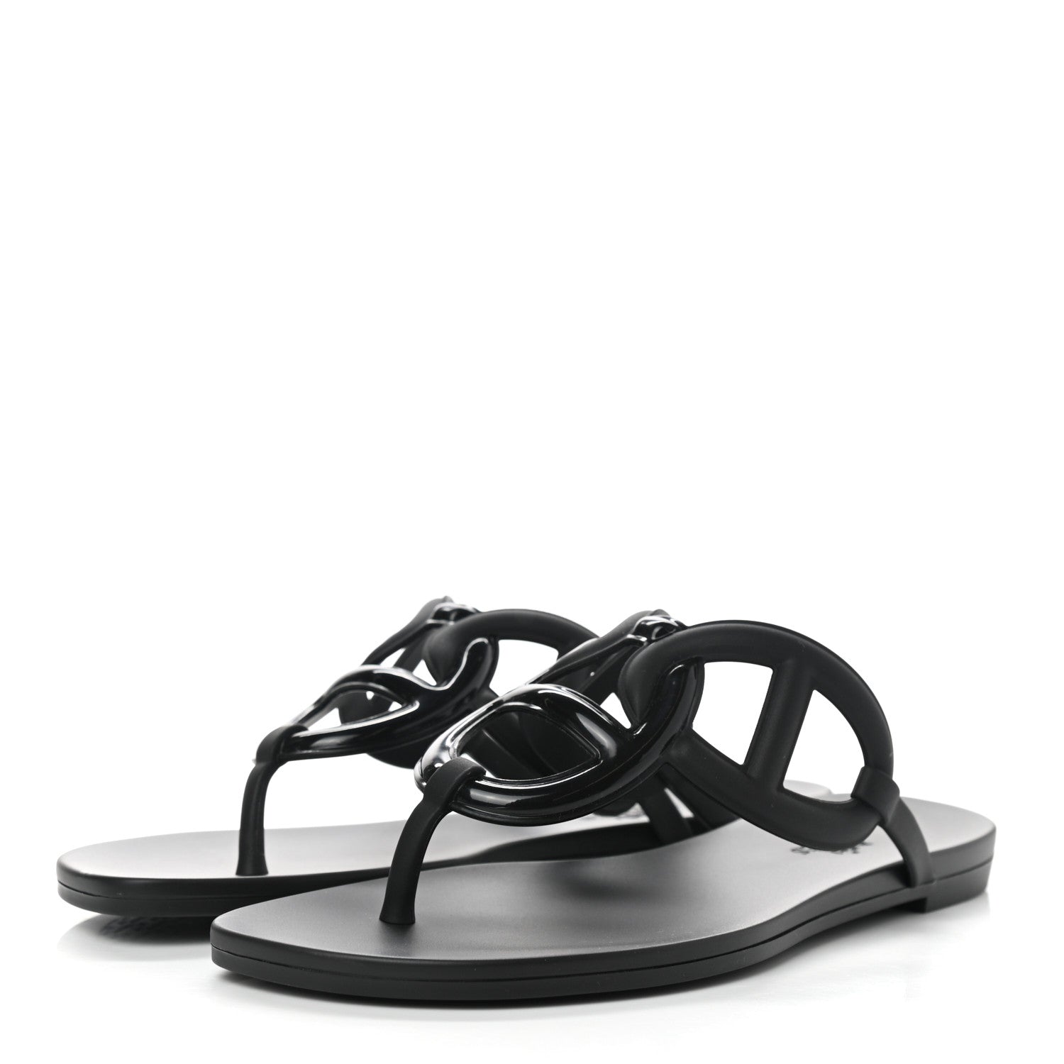 Hermes Rubber Womens Egerie Sandals 36 Black 3 of 8