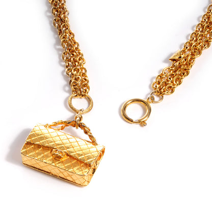 Chanel Classic Flap Pendant Necklace Gold 4 of 6