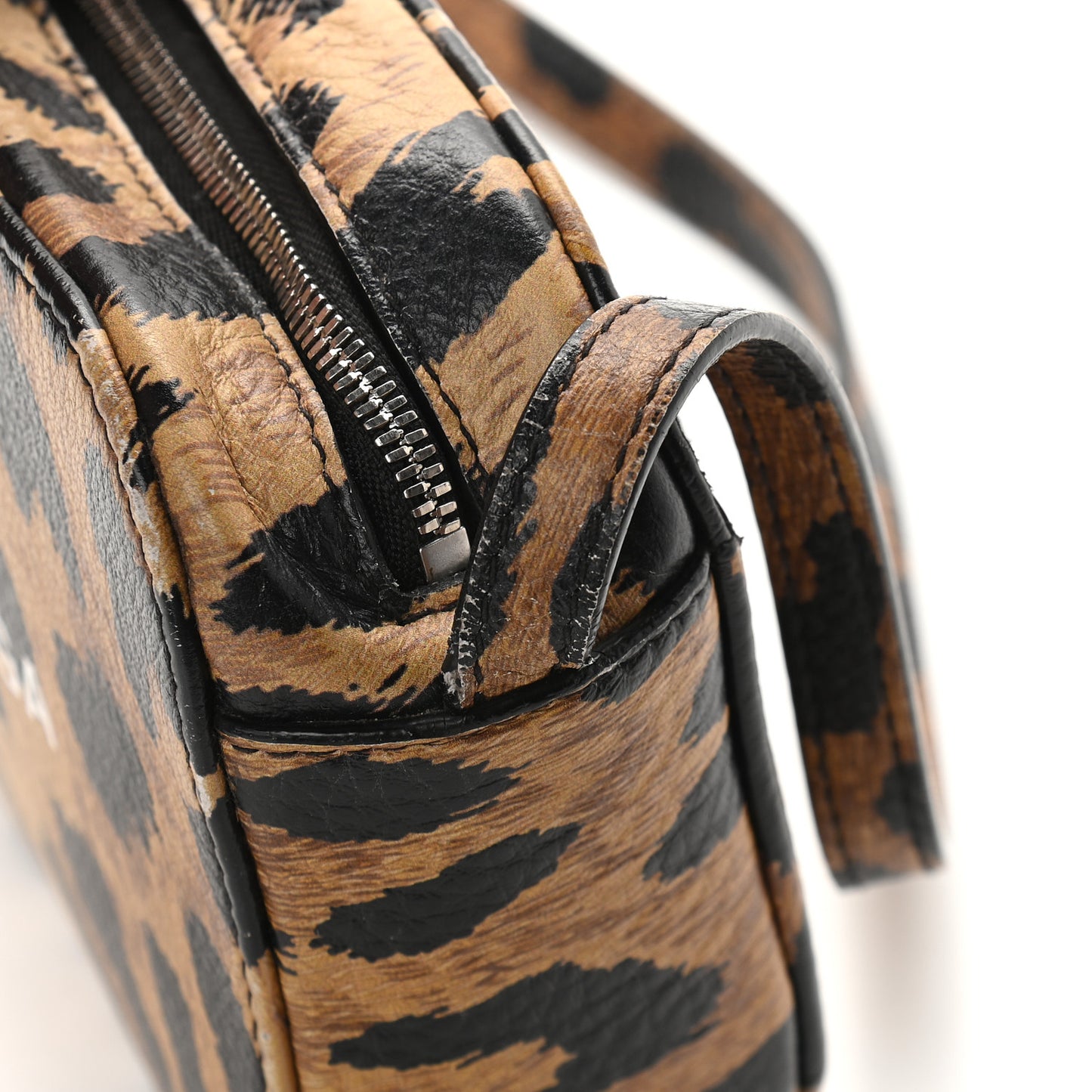 Calfskin Printed Leopard XS Everyday Camera Bag Beige White