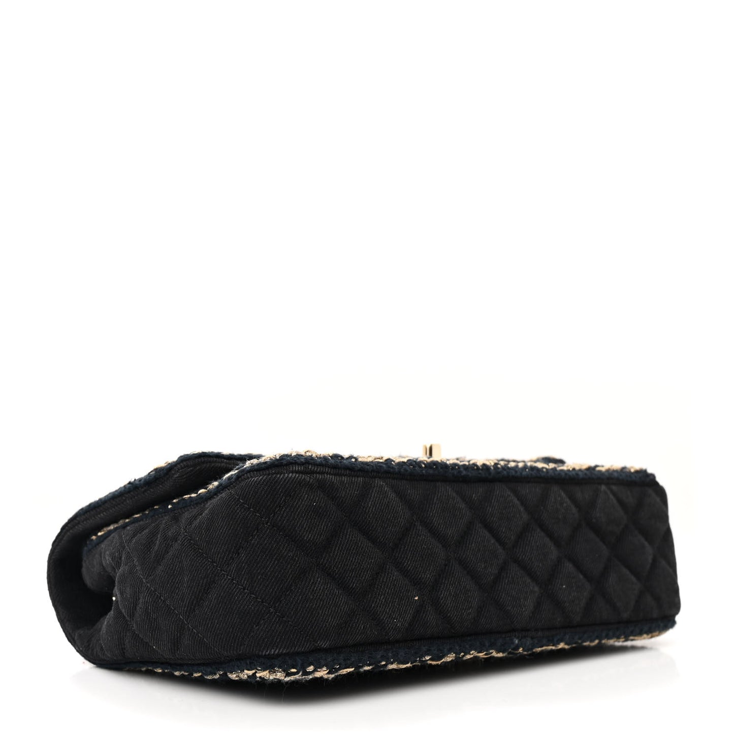 Denim Braided Medium Flap Bag Black