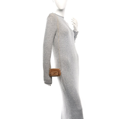 Fendi Shearling Nano Maxi Buckle Baguette Charm Camel 2 of 10