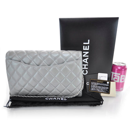 Chanel Lambskin Quilted Clutch Bag Silver 3 of 9