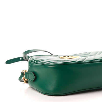 Gucci Calfskin Matelasse Small GG Marmont Chain Shoulder Bag Emerald Green 5 of 11
