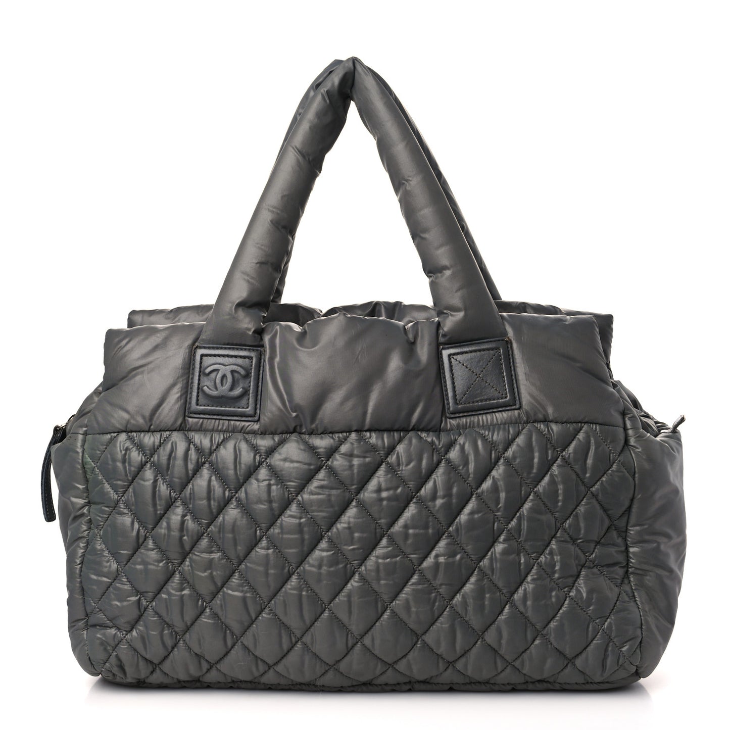 Nylon Quilted Large Coco Cocoon Reversible Tote Grey