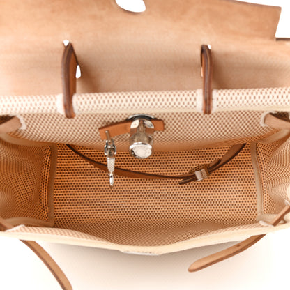 Hermes Toile Vache Calfskin Herbag 30 PM Backpack Natural 6 of 20
