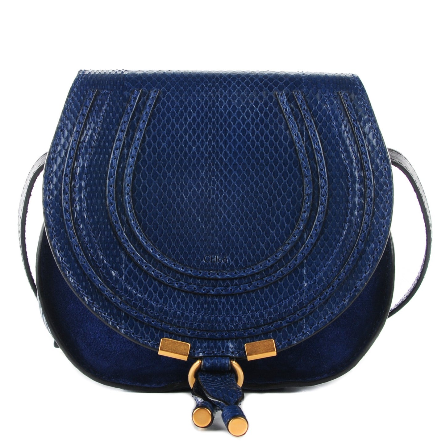 Snakeskin Mini Marcie Round Crossbody Bag Blue Velvet
