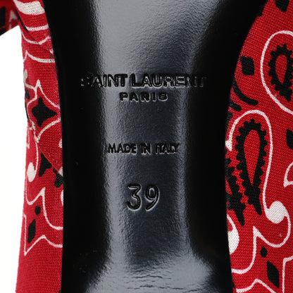 Saint Laurent Bandana Charlotte Kitten Heel Pumps 39 Red 6 of 8