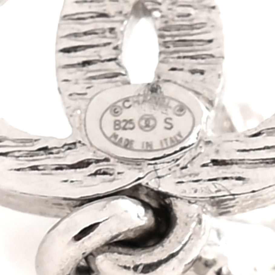 Chanel Crystal CC Feather Drop Earrings Silver 4 of 4