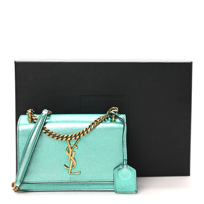 Saint Laurent Metallic Calfskin Small Monogram Sunset Chlorophille 9 of 9
